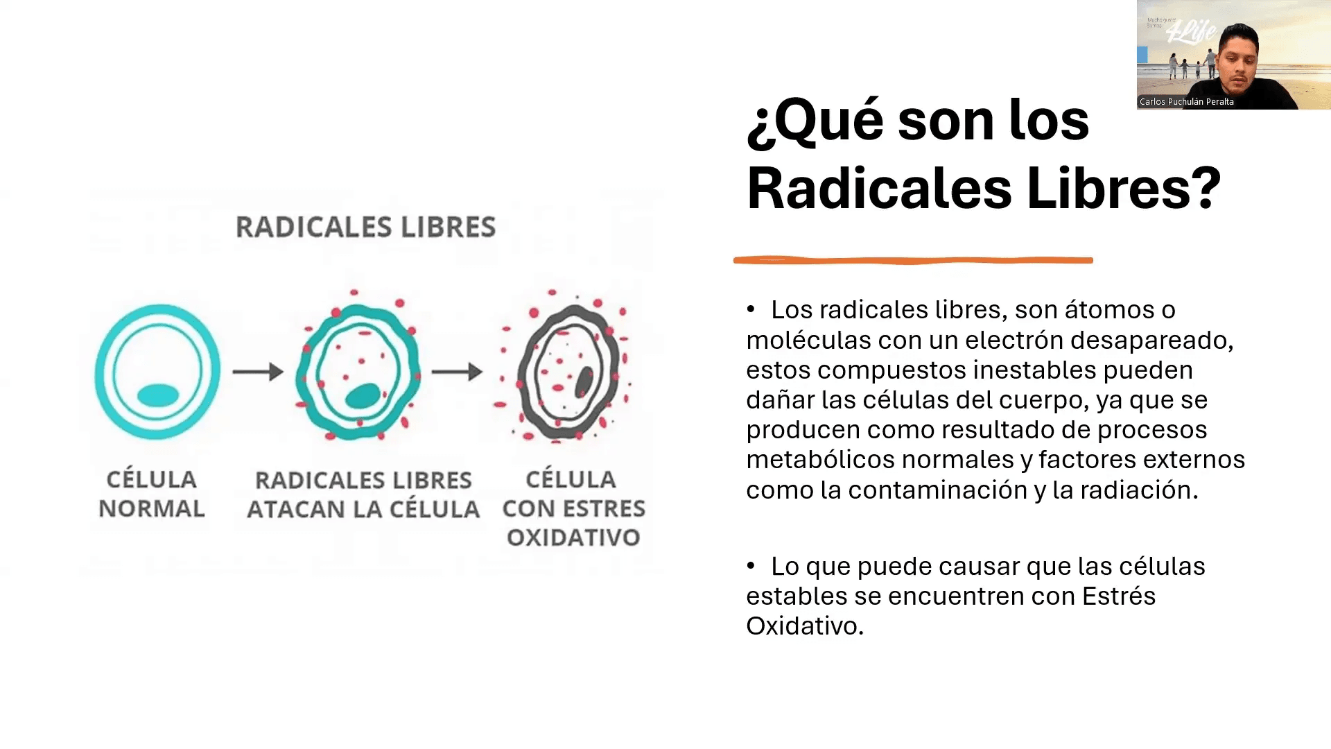 Proceso de daño celular por radicales libres